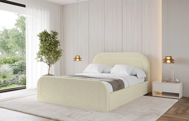 Bezug: Bouclé, Farbe: Beige - Quelle 02, Stoffbeschreibung: Polsterstoff Quelle: hochwertiger Bouclé Stoff, strapazierfähig, atmungsaktiv und pflegeleicht. (80.000 Martindale-Zyklen) 100 % PES, pillingarm(4-5), Gewicht 315 g/m² ±5 %, Zimmer: Schlafzimmer, Länge: 220 cm, Breite: 176 cm, Höhe: 110 cm, Größe: 160x200 cm, Länge der Schlaffläche: 200 cm, Breite der Schlaffläche: 160 cm, Liegehöhe: 48 cm, Matratze: Mit H3 / H4 Taschenfederkern Matratze, Höhe der Matratze: 25 cm, Matratzentyp: Taschenfederkernmatratze, Bettkasten: Ja, Anzahl der Bettkasten: 1, Höhe der Bettkasten: 30 cm, Höhe des Kopfteils: 110 cm, Dicke des Kopfteils: 8 cm, Dicke des Fußteils: 7 cm, Gepolsterte Rückseite: Nein - 1