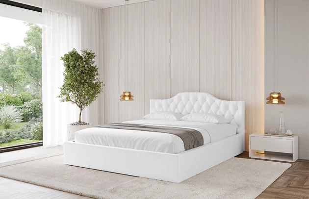 Bezug: Kunstleder, Farbe: Weiß - Soft 17, Stoffbeschreibung: Polsterstoff SOFT:Leicht zu reinigendes Lederimitat. scheuerfest (100.000 Martindale-Zyklen). lichtecht (6). reibecht (4-5). 100%PU (Oberseite) + 75%PES mit 25%CO (Unterseite), Zimmer: Schlafzimmer, Länge: 215 cm, Breite: 136 cm, Höhe: 81 cm, Größe: 120x200 cm, Länge der Schlaffläche: 200 cm, Breite der Schlaffläche: 120 cm, Liegehöhe: 48 cm, Matratze: Mit H3 / H4 Taschenfederkern Matratze, Höhe der Matratze: 25 cm, Matratzentyp: Taschenfederkernmatratze, Bettkasten: Ja, Anzahl der Bettkasten: 1, Höhe der Bettkasten: 30 cm, Höhe des Kopfteils: 81 cm, Dicke des Kopfteils: 8 cm, Gepolsterte Rückseite: Nein - 1