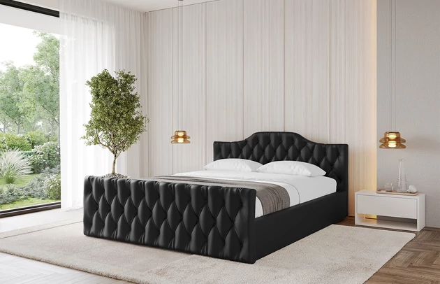 Bezug: Kunstleder, Farbe: Schwarz - Soft 11, Stoffbeschreibung: Polsterstoff SOFT:Leicht zu reinigendes Lederimitat. scheuerfest (100.000 Martindale-Zyklen). lichtecht (6). reibecht (4-5). 100%PU (Oberseite) + 75%PES mit 25%CO (Unterseite), Zimmer: Schlafzimmer, Länge: 222 cm, Breite: 136 cm, Höhe: 81 cm, Größe: 120x200 cm, Länge der Schlaffläche: 200 cm, Breite der Schlaffläche: 120 cm, Liegehöhe: 48 cm, Matratze: Mit H3 / H4 Taschenfederkern Matratze, Höhe der Matratze: 25 cm, Matratzentyp: Taschenfederkernmatratze, Bettkasten: Ja, Anzahl der Bettkasten: 1, Höhe der Bettkasten: 30 cm, Höhe des Kopfteils: 81 cm, Dicke des Kopfteils: 8 cm, Dicke des Fußteils: 7 cm, Gepolsterte Rückseite: Nein - 1