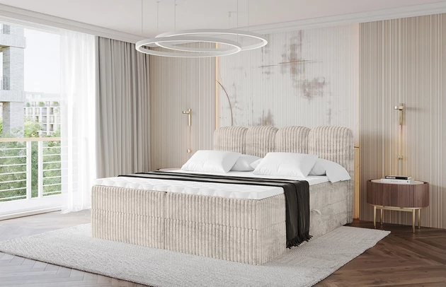 Bezug: Cord, Farbe: Creme - Tilia 01, Stoffbeschreibung: Polsterstoff Cord: angenehma Polsterstoff mit Kordstruktur (90-100 000 Martindale-Zyklen) und leicht zu reinigender Möbellstoff, pillingarm (4-5), aus 100%PES, 420 g/m2 ±5 %, Zimmer: Schlafzimmer, Länge: 207 cm, Breite: 120 cm, Höhe: 105 cm, Größe: 120x200 cm, Länge der Schlaffläche: 200 cm, Breite der Schlaffläche: 120 cm, Liegehöhe: 55 cm, Härtegrad der Matratze: H3, Höhe der Matratze: 20 cm, Matratze: Bonellfederung, Farbe des Toppers: Weiß, Höhe des Toppers: 5 cm, Material des Toppers: Schaumstoff, Bettkasten: Ja, Anzahl der Bettkasten: 2, Höhe der Bettkasten: 30 cm, Höhe des Kopfteils: 105 cm, Material der Füße: Plastik, Höhe der Füße: 2 cm, Dicke des Kopfteils: 8 cm, Dicke des Fußteils: 7 cm, Gepolsterte Rückseite: Nein - 1