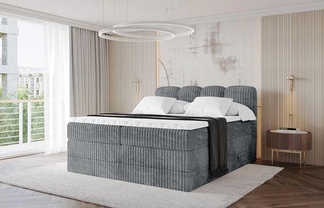 Bezug: Cord, Farbe: Dunkelgrau - Tilia 90, Stoffbeschreibung: Polsterstoff Cord: angenehma Polsterstoff mit Kordstruktur (90-100 000 Martindale-Zyklen) und leicht zu reinigender Möbellstoff, pillingarm (4-5), aus 100%PES, 420 g/m2 ±5 %, Zimmer: Schlafzimmer, Länge: 207 cm, Breite: 120 cm, Höhe: 115 cm, Größe: 120x200 cm, Länge der Schlaffläche: 200 cm, Breite der Schlaffläche: 120 cm, Liegehöhe: 55 cm, Härtegrad der Matratze: H3 und H4, Höhe der Matratze: 20 cm, Farbe des Toppers: Weiß, Höhe des Toppers: 5 cm, Material des Toppers: Schaumstoff, Bettkasten: Ja, Anzahl der Bettkasten: 2, Höhe der Bettkasten: 30 cm, Höhe des Kopfteils: 115 cm, Material der Füße: Plastik, Höhe der Füße: 2 cm, Dicke des Kopfteils: 8 cm, Dicke des Fußteils: 7 cm, Gepolsterte Rückseite: Nein - 1