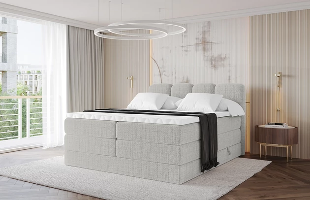 Bezug: Flechtstoff, Farbe: Hellgrau - Aragon 80, Stoffbeschreibung: polsterstoff-aragon-hochwertige-und-elegante-strukturweich-und-angenehm-im-griffscheuerfest-45-000-60000-zyklen-gewicht-von-340-g-m2reibungswiderstand-4-5, Zimmer: Schlafzimmer, Länge: 207 cm, Breite: 120 cm, Höhe: 115 cm, Größe: 120x200 cm, Länge der Schlaffläche: 200 cm, Breite der Schlaffläche: 120 cm, Liegehöhe: 55 cm, Härtegrad der Matratze: H3 und H4, Höhe der Matratze: 20 cm, Farbe des Toppers: Weiß, Höhe des Toppers: 5 cm, Material des Toppers: Schaumstoff, Bettkasten: Ja, Anzahl der Bettkasten: 2, Höhe der Bettkasten: 30 cm, Höhe des Kopfteils: 115 cm, Material der Füße: Plastik, Höhe der Füße: 2 cm, Dicke des Kopfteils: 8 cm, Dicke des Fußteils: 7 cm, Gepolsterte Rückseite: Nein - 1