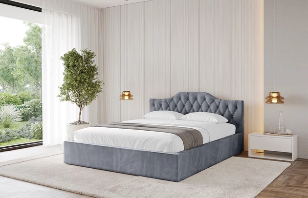 Bezug: Velvet, Farbe: Grau - Casablanca 2314, Stoffbeschreibung: Polsterstoff Casablanca: „Pet-friendly“, leicht zu reinigen (CleanBOO+), wasserabweisend mit Lotuseffekt, scheuerfest (45.000 Martindale- Zyklen), Gewicht 310g/m2 ±5 %, Zimmer: Schlafzimmer, Länge: 215 cm, Breite: 136 cm, Höhe: 81 cm, Größe: 120x200 cm, Länge der Schlaffläche: 200 cm, Breite der Schlaffläche: 120 cm, Liegehöhe: 48 cm, Matratze: Mit H3 / H4 Taschenfederkern Matratze, Höhe der Matratze: 25 cm, Matratzentyp: Taschenfederkernmatratze, Bettkasten: Ja, Anzahl der Bettkasten: 1, Höhe der Bettkasten: 30 cm, Höhe des Kopfteils: 81 cm, Dicke des Kopfteils: 8 cm, Gepolsterte Rückseite: Nein - 1