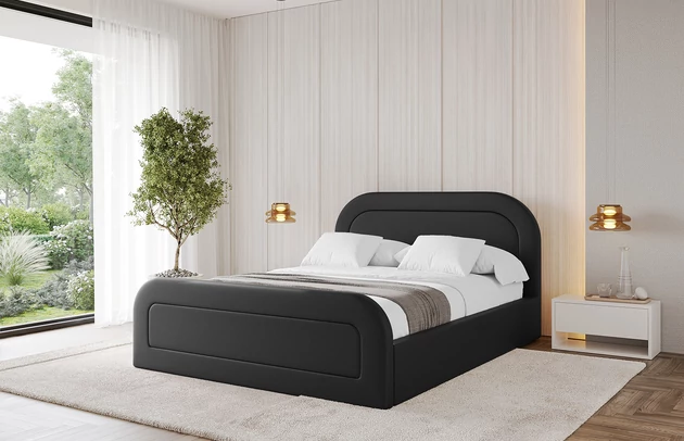 Bezug: Kunstleder, Farbe: Schwarz - Soft 11, Stoffbeschreibung: Polsterstoff SOFT:Leicht zu reinigendes Lederimitat. scheuerfest (100.000 Martindale-Zyklen). lichtecht (6). reibecht (4-5). 100%PU (Oberseite) + 75%PES mit 25%CO (Unterseite), Zimmer: Schlafzimmer, Länge: 220 cm, Breite: 136 cm, Höhe: 110 cm, Größe: 120x200 cm, Länge der Schlaffläche: 200 cm, Breite der Schlaffläche: 120 cm, Liegehöhe: 48 cm, Matratze: Mit H3 / H4 Taschenfederkern Matratze, Höhe der Matratze: 25 cm, Matratzentyp: Taschenfederkernmatratze, Bettkasten: Ja, Anzahl der Bettkasten: 1, Höhe der Bettkasten: 30 cm, Höhe des Kopfteils: 110 cm, Dicke des Kopfteils: 8 cm, Dicke des Fußteils: 7 cm, Gepolsterte Rückseite: Nein - 1