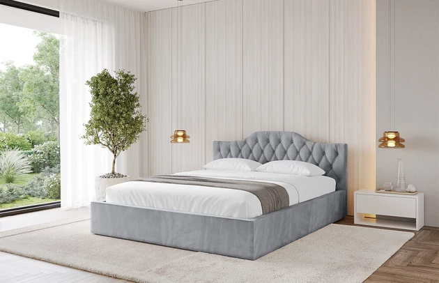 Bezug: Velvet, Farbe: Hellgrau - Monolith 84, Stoffbeschreibung: MONOLITH: Wasserabweisender und leicht zu reinigender Möbelstoff, scheuerfest (100.000 Martindale-Zyklen) lichtecht (5) und pillingarm (4-5), aus 100 % PES, Gewicht 330 g/m2 ±5 %, Zimmer: Schlafzimmer, Länge: 215 cm, Breite: 136 cm, Höhe: 81 cm, Größe: 120x200 cm, Länge der Schlaffläche: 200 cm, Breite der Schlaffläche: 120 cm, Liegehöhe: 48 cm, Matratze: Mit H3 / H4 Taschenfederkern Matratze, Höhe der Matratze: 25 cm, Matratzentyp: Taschenfederkernmatratze, Bettkasten: Ja, Anzahl der Bettkasten: 1, Höhe der Bettkasten: 30 cm, Höhe des Kopfteils: 81 cm, Dicke des Kopfteils: 8 cm, Gepolsterte Rückseite: Nein - 1