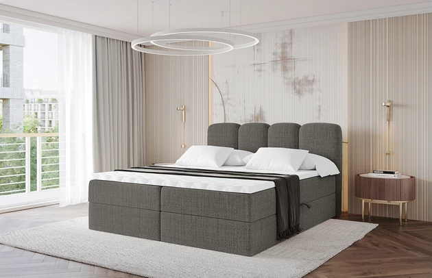 Bezug: Flechtstoff, Farbe: Grau - Aragon 97, Stoffbeschreibung: polsterstoff-aragon-hochwertige-und-elegante-strukturweich-und-angenehm-im-griffscheuerfest-45-000-60000-zyklen-gewicht-von-340-g-m2reibungswiderstand-4-5, Zimmer: Schlafzimmer, Länge: 207 cm, Breite: 120 cm, Höhe: 105 cm, Größe: 120x200 cm, Länge der Schlaffläche: 200 cm, Breite der Schlaffläche: 120 cm, Liegehöhe: 55 cm, Härtegrad der Matratze: H3, Höhe der Matratze: 20 cm, Matratze: Bonellfederung, Farbe des Toppers: Weiß, Höhe des Toppers: 5 cm, Material des Toppers: Schaumstoff, Bettkasten: Ja, Anzahl der Bettkasten: 2, Höhe der Bettkasten: 30 cm, Höhe des Kopfteils: 105 cm, Material der Füße: Plastik, Höhe der Füße: 2 cm, Dicke des Kopfteils: 8 cm, Dicke des Fußteils: 7 cm, Gepolsterte Rückseite: Nein - 1