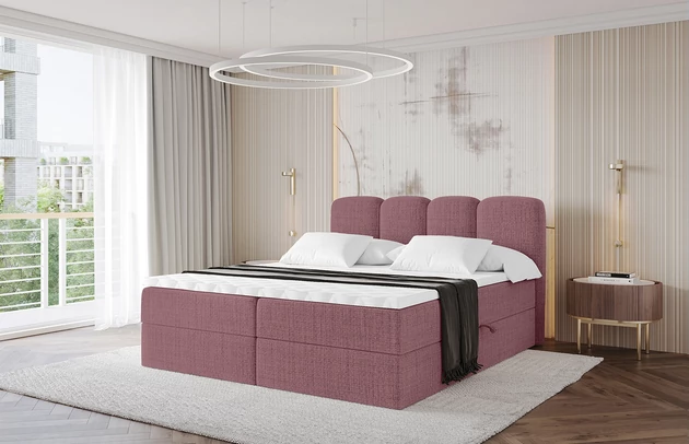 Bezug: Flechtstoff, Farbe: Altrosa - Aragon 69, Stoffbeschreibung: polsterstoff-aragon-hochwertige-und-elegante-strukturweich-und-angenehm-im-griffscheuerfest-45-000-60000-zyklen-gewicht-von-340-g-m2reibungswiderstand-4-5, Zimmer: Schlafzimmer, Länge: 207 cm, Breite: 120 cm, Höhe: 105 cm, Größe: 120x200 cm, Länge der Schlaffläche: 200 cm, Breite der Schlaffläche: 120 cm, Liegehöhe: 55 cm, Härtegrad der Matratze: H3, Höhe der Matratze: 20 cm, Matratze: Bonellfederung, Farbe des Toppers: Weiß, Höhe des Toppers: 5 cm, Material des Toppers: Schaumstoff, Bettkasten: Ja, Anzahl der Bettkasten: 2, Höhe der Bettkasten: 30 cm, Höhe des Kopfteils: 105 cm, Material der Füße: Plastik, Höhe der Füße: 2 cm, Dicke des Kopfteils: 8 cm, Dicke des Fußteils: 7 cm, Gepolsterte Rückseite: Nein - 1