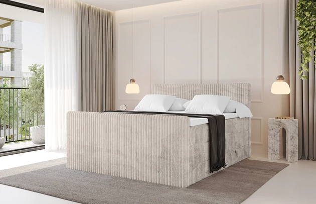 Stoffbeschreibung: Polsterstoff Cord: angenehma Polsterstoff mit Kordstruktur (90-100 000 Martindale-Zyklen) und leicht zu reinigender Möbellstoff, pillingarm (4-5), aus 100%PES, 420 g/m2 ±5 %, Bezug: Cord, Farbe: Creme - Tilia 01, Zimmer: Schlafzimmer, Länge: 215 cm, Breite: 120 cm, Höhe: 115 cm, Größe: 120x200 cm, Länge der Schlaffläche: 200 cm, Breite der Schlaffläche: 120 cm, Liegehöhe: 73 cm, Härtegrad der Matratze: H3 und H4, Höhe der Matratze: 20 cm, Matratze: Multipocketfederung/Bonellfederung, Farbe des Toppers: Weiß, Höhe des Toppers: 5 cm, Material des Toppers: Schaumstoff, Bettkasten: Ja, Anzahl der Bettkasten: 2, Höhe des Bettkastens: 30 cm, Höhe des Kopfteils: 115 cm, Material der Füße: Plastik, Höhe der Füße: 2 cm, Dicke des Kopfteils: 8 cm, Dicke des Fußteils: 7 cm, Gepolsterte Rückseite: Nein, Höhe der Bettkasten: 30 cm - 1