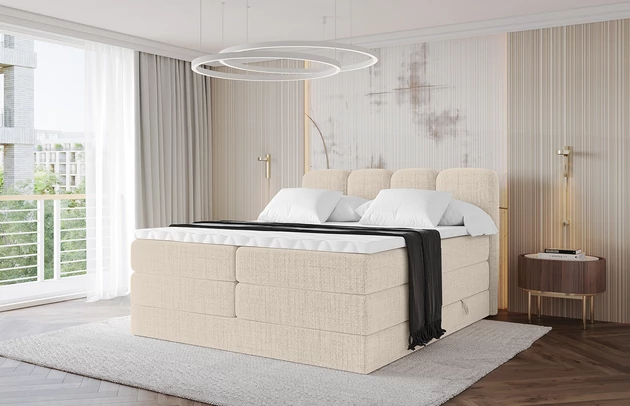 Bezug: Flechtstoff, Farbe: Beige - Aragon 03, Stoffbeschreibung: polsterstoff-aragon-hochwertige-und-elegante-strukturweich-und-angenehm-im-griffscheuerfest-45-000-60000-zyklen-gewicht-von-340-g-m2reibungswiderstand-4-5, Zimmer: Schlafzimmer, Länge: 207 cm, Breite: 120 cm, Höhe: 115 cm, Größe: 120x200 cm, Länge der Schlaffläche: 200 cm, Breite der Schlaffläche: 120 cm, Liegehöhe: 55 cm, Härtegrad der Matratze: H3 und H4, Höhe der Matratze: 20 cm, Farbe des Toppers: Weiß, Höhe des Toppers: 5 cm, Material des Toppers: Schaumstoff, Bettkasten: Ja, Anzahl der Bettkasten: 2, Höhe der Bettkasten: 30 cm, Höhe des Kopfteils: 115 cm, Material der Füße: Plastik, Höhe der Füße: 2 cm, Dicke des Kopfteils: 8 cm, Dicke des Fußteils: 7 cm, Gepolsterte Rückseite: Nein - 1