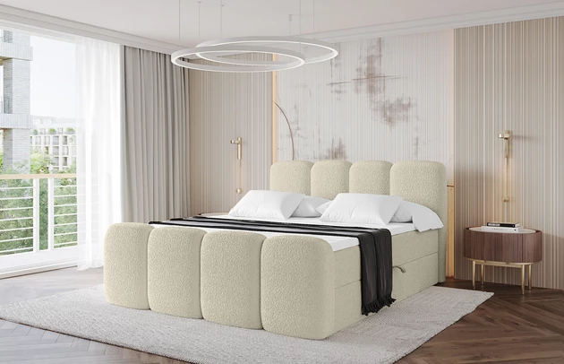 Bezug: Bouclé, Farbe: Beige - Quelle 02, Stoffbeschreibung: polsterstoff-quelle-hochwertiger-boucle-stoff-strapazierfahig-atmungsaktiv-und-pflegeleicht-80-000-martindale-zyklen-100-pes-pillingarm4-5-gewicht-315-g-m2-±5, Zimmer: Schlafzimmer, Länge: 212 cm, Breite: 200 cm, Höhe: 115 cm, Größe: 200x200 cm, Länge der Schlaffläche: 200 cm, Breite der Schlaffläche: 200 cm, Liegehöhe: 55 cm, Härtegrad der Matratze: H3, Höhe der Matratze: 20 cm, Matratze: Bonellfederung, Farbe des Toppers: Weiß, Höhe des Toppers: 5 cm, Material des Toppers: Schaumstoff, Bettkasten: Ja, Anzahl der Bettkasten: 2, Höhe der Bettkasten: 30 cm, Höhe des Kopfteils: 115 cm, Material der Füße: Plastik, Höhe der Füße: 2 cm, Dicke des Kopfteils: 8 cm, Dicke des Fußteils: 7 cm, Gepolsterte Rückseite: Nein - 1