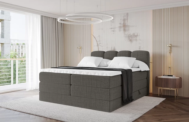 Bezug: Flechtstoff, Farbe: Grau - Aragon 97, Stoffbeschreibung: polsterstoff-aragon-hochwertige-und-elegante-strukturweich-und-angenehm-im-griffscheuerfest-45-000-60000-zyklen-gewicht-von-340-g-m2reibungswiderstand-4-5, Zimmer: Schlafzimmer, Länge: 207 cm, Breite: 120 cm, Höhe: 115 cm, Größe: 120x200 cm, Länge der Schlaffläche: 200 cm, Breite der Schlaffläche: 120 cm, Liegehöhe: 55 cm, Härtegrad der Matratze: H3 und H4, Höhe der Matratze: 20 cm, Farbe des Toppers: Weiß, Höhe des Toppers: 5 cm, Material des Toppers: Schaumstoff, Bettkasten: Ja, Anzahl der Bettkasten: 2, Höhe der Bettkasten: 30 cm, Höhe des Kopfteils: 115 cm, Material der Füße: Plastik, Höhe der Füße: 2 cm, Dicke des Kopfteils: 8 cm, Dicke des Fußteils: 7 cm, Gepolsterte Rückseite: Nein - 1