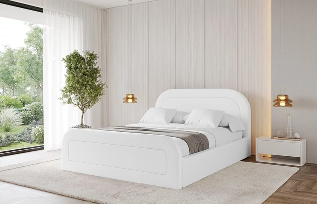 Bezug: Kunstleder, Farbe: Weiß - Soft 17, Stoffbeschreibung: Polsterstoff SOFT:Leicht zu reinigendes Lederimitat. scheuerfest (100.000 Martindale-Zyklen). lichtecht (6). reibecht (4-5). 100%PU (Oberseite) + 75%PES mit 25%CO (Unterseite), Zimmer: Schlafzimmer, Länge: 220 cm, Breite: 136 cm, Höhe: 110 cm, Größe: 120x200 cm, Länge der Schlaffläche: 200 cm, Breite der Schlaffläche: 120 cm, Liegehöhe: 48 cm, Matratze: Mit H3 / H4 Taschenfederkern Matratze, Höhe der Matratze: 25 cm, Matratzentyp: Taschenfederkernmatratze, Bettkasten: Ja, Anzahl der Bettkasten: 1, Höhe der Bettkasten: 30 cm, Höhe des Kopfteils: 110 cm, Dicke des Kopfteils: 8 cm, Dicke des Fußteils: 7 cm, Gepolsterte Rückseite: Nein - 1