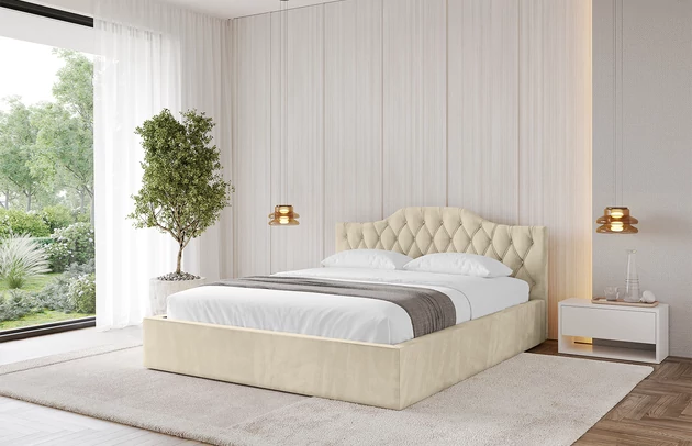 Bezug: Velvet, Farbe: Beige - Monolith 4, Stoffbeschreibung: MONOLITH: Wasserabweisender und leicht zu reinigender Möbelstoff, scheuerfest (100.000 Martindale-Zyklen) lichtecht (5) und pillingarm (4-5), aus 100 % PES, Gewicht 330 g/m2 ±5 %, Zimmer: Schlafzimmer, Länge: 215 cm, Breite: 136 cm, Höhe: 81 cm, Größe: 120x200 cm, Länge der Schlaffläche: 200 cm, Breite der Schlaffläche: 120 cm, Liegehöhe: 48 cm, Matratze: Mit H3 / H4 Taschenfederkern Matratze, Höhe der Matratze: 25 cm, Matratzentyp: Taschenfederkernmatratze, Bettkasten: Ja, Anzahl der Bettkasten: 1, Höhe der Bettkasten: 30 cm, Höhe des Kopfteils: 81 cm, Dicke des Kopfteils: 8 cm, Gepolsterte Rückseite: Nein - 1