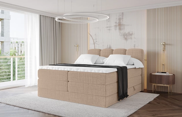 Bezug: Flechtstoff, Farbe: Dunkelbeige - Aragon 14, Stoffbeschreibung: polsterstoff-aragon-hochwertige-und-elegante-strukturweich-und-angenehm-im-griffscheuerfest-45-000-60000-zyklen-gewicht-von-340-g-m2reibungswiderstand-4-5, Zimmer: Schlafzimmer, Länge: 207 cm, Breite: 120 cm, Höhe: 115 cm, Größe: 120x200 cm, Länge der Schlaffläche: 200 cm, Breite der Schlaffläche: 120 cm, Liegehöhe: 55 cm, Härtegrad der Matratze: H3 und H4, Höhe der Matratze: 20 cm, Farbe des Toppers: Weiß, Höhe des Toppers: 5 cm, Material des Toppers: Schaumstoff, Bettkasten: Ja, Anzahl der Bettkasten: 2, Höhe der Bettkasten: 30 cm, Höhe des Kopfteils: 115 cm, Material der Füße: Plastik, Höhe der Füße: 2 cm, Dicke des Kopfteils: 8 cm, Dicke des Fußteils: 7 cm, Gepolsterte Rückseite: Nein - 1