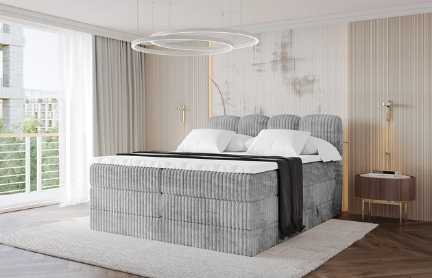 Bezug: Cord, Farbe: Grau - Tilia 86, Stoffbeschreibung: Polsterstoff Cord: angenehma Polsterstoff mit Kordstruktur (90-100 000 Martindale-Zyklen) und leicht zu reinigender Möbellstoff, pillingarm (4-5), aus 100%PES, 420 g/m2 ±5 %, Zimmer: Schlafzimmer, Länge: 207 cm, Breite: 120 cm, Höhe: 115 cm, Größe: 120x200 cm, Länge der Schlaffläche: 200 cm, Breite der Schlaffläche: 120 cm, Liegehöhe: 55 cm, Härtegrad der Matratze: H3 und H4, Höhe der Matratze: 20 cm, Farbe des Toppers: Weiß, Höhe des Toppers: 5 cm, Material des Toppers: Schaumstoff, Bettkasten: Ja, Anzahl der Bettkasten: 2, Höhe der Bettkasten: 30 cm, Höhe des Kopfteils: 115 cm, Material der Füße: Plastik, Höhe der Füße: 2 cm, Dicke des Kopfteils: 8 cm, Dicke des Fußteils: 7 cm, Gepolsterte Rückseite: Nein - 1