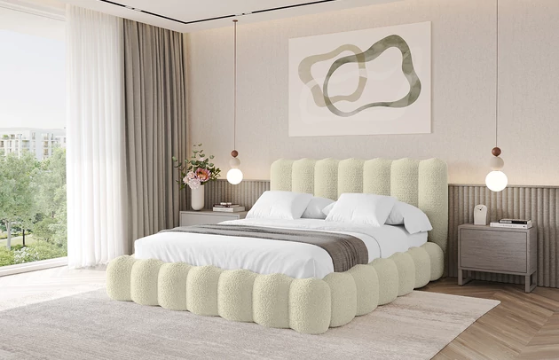 Bezug: Bouclé, Farbe: Beige - Quelle 02, Stoffbeschreibung: polsterstoff-quelle-hochwertiger-boucle-stoff-strapazierfahig-atmungsaktiv-und-pflegeleicht-80-000-martindale-zyklen-100-pes-pillingarm4-5-gewicht-315-g-m2-±5, Zimmer: Schlafzimmer, Länge: 224 cm, Breite: 188 cm, Höhe: 110 cm, Größe: 160x200 cm, Länge der Schlaffläche: 200 cm, Breite der Schlaffläche: 160 cm, Liegehöhe: 48 cm, Matratze: Mit H3 / H4 Taschenfederkern Matratze, Höhe der Matratze: 25 cm, Matratzentyp: Taschenfederkernmatratze, Bettkasten: Ja, Anzahl der Bettkasten: 1, Höhe der Bettkasten: 33 cm, Höhe des Kopfteils: 110 cm, Dicke des Kopfteils: 8 cm, Gepolsterte Rückseite: Nein - 1