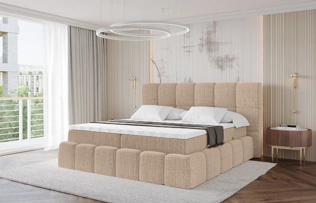 Material: Holz, Bezug: Flechtstoff, Farbe: Dunkelbeige - Aragon 14, Stoffbeschreibung: polsterstoff-aragon-hochwertige-und-elegante-strukturweich-und-angenehm-im-griffscheuerfest-45-000-60000-zyklen-gewicht-von-340-g-m2reibungswiderstand-4-5, Zimmer: Schlafzimmer, Länge: 238 cm, Breite: 140 cm, Höhe: 113 cm, Größe: 140x200 cm, Länge der Schlaffläche: 200 cm, Breite der Schlaffläche: 140 cm, Liegehöhe: 54 cm, Härtegrad der Matratze: H3, Matratze: Bonellfederung, Farbe des Toppers: Weiß, Höhe des Toppers: 5 cm, Material des Toppers: Schaumstoff, Bettkasten: Ja, Anzahl der Bettkasten: 2, Höhe des Kopfteils: 113 cm, Material der Füße: Plastik, Höhe der Füße: 2 cm, Gepolsterte Rückseite: Nein, Stil: Modern - 1