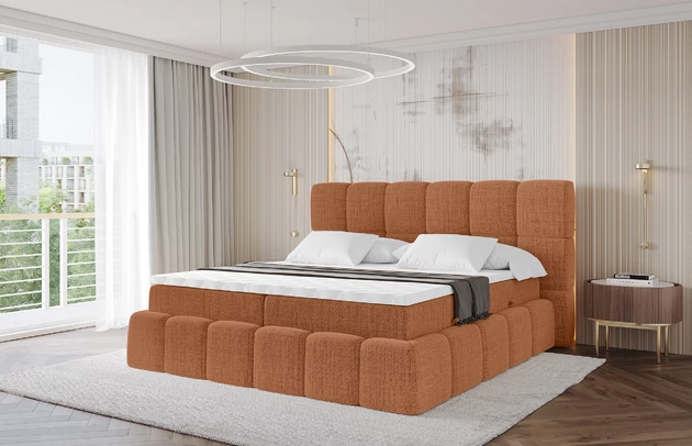 Material: Holz, Bezug: Flechtstoff, Farbe: Apricot - Aragon 56, Stoffbeschreibung: polsterstoff-aragon-hochwertige-und-elegante-strukturweich-und-angenehm-im-griffscheuerfest-45-000-60000-zyklen-gewicht-von-340-g-m2reibungswiderstand-4-5, Zimmer: Schlafzimmer, Länge: 238 cm, Breite: 120 cm, Höhe: 113 cm, Größe: 120x200 cm, Länge der Schlaffläche: 200 cm, Breite der Schlaffläche: 120 cm, Liegehöhe: 54 cm, Härtegrad der Matratze: H3, Matratze: Bonellfederung, Farbe des Toppers: Weiß, Höhe des Toppers: 5 cm, Material des Toppers: Schaumstoff, Bettkasten: Ja, Anzahl der Bettkasten: 2, Höhe des Kopfteils: 113 cm, Material der Füße: Plastik, Höhe der Füße: 2 cm, Gepolsterte Rückseite: Nein, Stil: Modern - 1