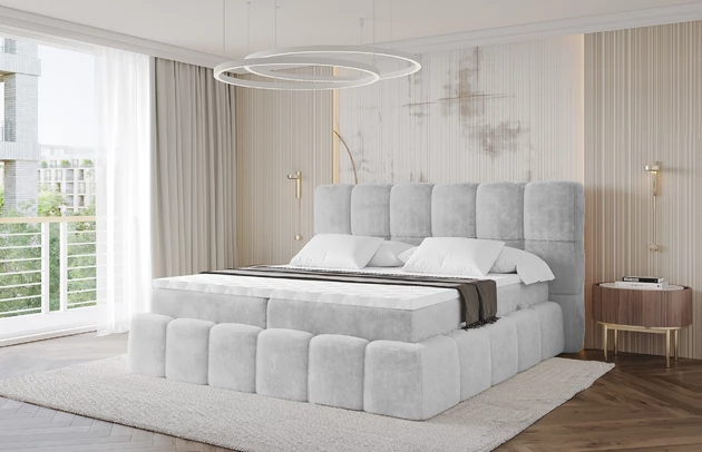 Material: Holz, Bezug: Kunstfell, Farbe: Hellgrau - Lapitt 03, Stoffbeschreibung: Polsterstoff LAPITT: besonders weicher und dichter Stoff von hoher Qualität, Zusammensetzung 100%PES, scheuerfest (60000 Zyklen), Gewicht von 315 g/m2 ± 5% ,Reibungswiderstand 4–11, Zimmer: Schlafzimmer, Länge: 238 cm, Breite: 120 cm, Höhe: 113 cm, Größe: 120x200 cm, Länge der Schlaffläche: 200 cm, Breite der Schlaffläche: 120 cm, Liegehöhe: 54 cm, Härtegrad der Matratze: H3, Matratze: Bonellfederung, Farbe des Toppers: Weiß, Höhe des Toppers: 5 cm, Material des Toppers: Schaumstoff, Bettkasten: Ja, Anzahl der Bettkasten: 2, Höhe des Kopfteils: 113 cm, Material der Füße: Plastik, Höhe der Füße: 2 cm, Gepolsterte Rückseite: Nein, Stil: Modern - 1