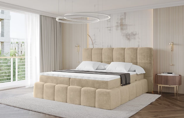 Material: Holz, Bezug: Kunstfell, Farbe: Beige - Lapitt 29, Stoffbeschreibung: Polsterstoff LAPITT: besonders weicher und dichter Stoff von hoher Qualität, Zusammensetzung 100%PES, scheuerfest (60000 Zyklen), Gewicht von 315 g/m2 ± 5% ,Reibungswiderstand 4–11, Zimmer: Schlafzimmer, Länge: 238 cm, Breite: 120 cm, Höhe: 113 cm, Größe: 120x200 cm, Länge der Schlaffläche: 200 cm, Breite der Schlaffläche: 120 cm, Liegehöhe: 54 cm, Härtegrad der Matratze: H3, Matratze: Bonellfederung, Farbe des Toppers: Weiß, Höhe des Toppers: 5 cm, Material des Toppers: Schaumstoff, Bettkasten: Ja, Anzahl der Bettkasten: 2, Höhe des Kopfteils: 113 cm, Material der Füße: Plastik, Höhe der Füße: 2 cm, Gepolsterte Rückseite: Nein, Stil: Modern - 1