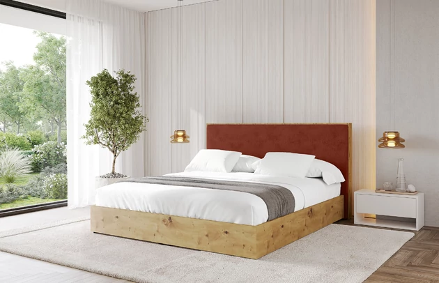 Bezug: Kunstfell, Farbe: Terrakotta - Lapitt 44, Stoffbeschreibung: Polsterstoff LAPITT: besonders weicher und dichter Stoff von hoher Qualität, Zusammensetzung 100%PES, scheuerfest (60000 ), Gewicht von 315 g/m2 ± 5% ,Reibungswiderstand 4–10., Zimmer: Schlafzimmer, Länge: 220 cm, Breite: 140 cm, Höhe: 107 cm, Größe: 120x200 cm, Länge der Schlaffläche: 200 cm, Breite der Schlaffläche: 120 cm, Liegehöhe: 48 cm, Matratze: Mit H3 / H4 Taschenfederkern Matratze, Höhe der Matratze: 25 cm, Matratzentyp: Taschenfederkernmatratze, Bettkasten: Ja, Anzahl der Bettkasten: 1, Höhe der Bettkasten: 30 cm, Höhe des Kopfteils: 107 cm, Gepolsterte Rückseite: Nein - 1