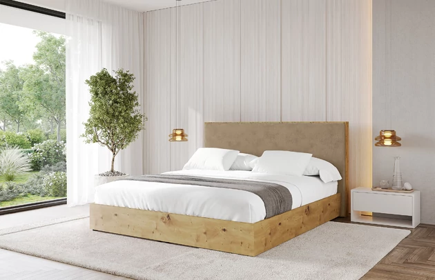 Bezug: Kunstfell, Farbe: Beige - Lapitt 33, Stoffbeschreibung: Polsterstoff LAPITT: besonders weicher und dichter Stoff von hoher Qualität, Zusammensetzung 100%PES, scheuerfest (60000 ), Gewicht von 315 g/m2 ± 5% ,Reibungswiderstand 4–10., Zimmer: Schlafzimmer, Länge: 220 cm, Breite: 160 cm, Höhe: 107 cm, Größe: 140x200 cm, Länge der Schlaffläche: 200 cm, Breite der Schlaffläche: 140 cm, Liegehöhe: 48 cm, Matratze: Mit H3 / H4 Taschenfederkern Matratze, Höhe der Matratze: 25 cm, Matratzentyp: Taschenfederkernmatratze, Bettkasten: Ja, Anzahl der Bettkasten: 1, Höhe der Bettkasten: 30 cm, Höhe des Kopfteils: 107 cm, Gepolsterte Rückseite: Nein - 1