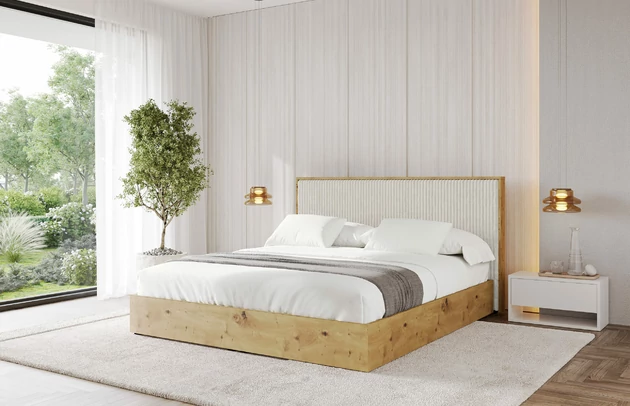 Bezug: Cord, Farbe: Creme - Tilia 01, Stoffbeschreibung: Polsterstoff Cord: angenehma Polsterstoff mit Kordstruktur (90.000 - 100.000 Martindale-Zyklen) leicht zu reinigender Möbellstoff, pillingarm (4-5), aus 100 %PES, 420 g/m2 ±5 %, Zimmer: Schlafzimmer, Länge: 220 cm, Breite: 140 cm, Höhe: 107 cm, Größe: 120x200 cm, Länge der Schlaffläche: 200 cm, Breite der Schlaffläche: 120 cm, Liegehöhe: 48 cm, Matratze: Mit H3 / H4 Taschenfederkern Matratze, Höhe der Matratze: 25 cm, Matratzentyp: Taschenfederkernmatratze, Bettkasten: Ja, Anzahl der Bettkasten: 1, Höhe der Bettkasten: 30 cm, Höhe des Kopfteils: 107 cm, Gepolsterte Rückseite: Nein - 1