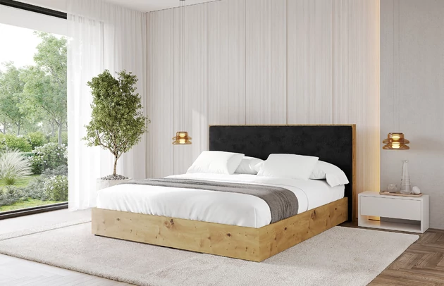 Bezug: Kunstfell, Farbe: Schwarz - Lapitt 19, Stoffbeschreibung: Polsterstoff LAPITT: besonders weicher und dichter Stoff von hoher Qualität, Zusammensetzung 100%PES, scheuerfest (60000 ), Gewicht von 315 g/m2 ± 5% ,Reibungswiderstand 4–10., Zimmer: Schlafzimmer, Länge: 220 cm, Breite: 140 cm, Höhe: 107 cm, Größe: 120x200 cm, Länge der Schlaffläche: 200 cm, Breite der Schlaffläche: 120 cm, Liegehöhe: 48 cm, Matratze: Mit H3 / H4 Taschenfederkern Matratze, Höhe der Matratze: 25 cm, Matratzentyp: Taschenfederkernmatratze, Bettkasten: Ja, Anzahl der Bettkasten: 1, Höhe der Bettkasten: 30 cm, Höhe des Kopfteils: 107 cm, Gepolsterte Rückseite: Nein - 1