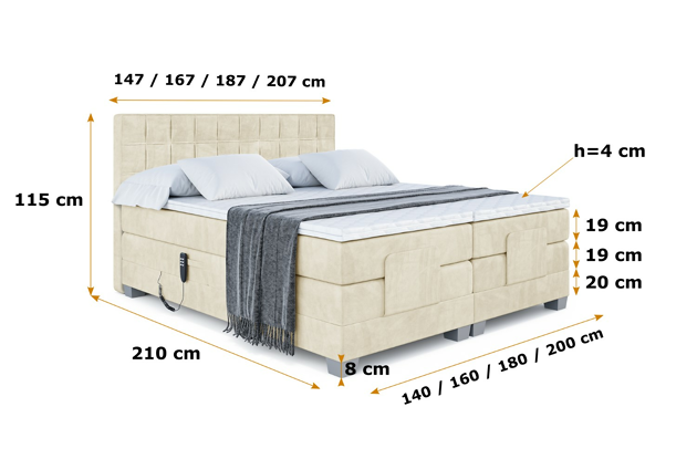 Elektrisches Boxspringbett OSTO EL - 6