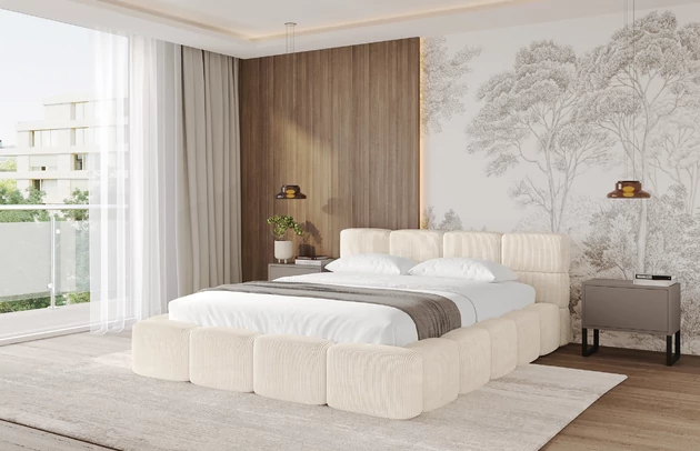 Bezug: Cord, Farbe: Beige - Poso 105, Stoffbeschreibung: POSO ist ein angenehm anzufühlender Velours mit Kordstruktur (35000 MartindaleZyklen) und leicht zu reinigender Möbellstoff, lichtecht (5) und pillingarm (5), Gewicht 380 g/m2 ±5%, Zimmer: Schlafzimmer, Länge: 224 cm, Breite: 148 cm, Höhe: 81 cm, Größe: 120x200 cm, Länge der Schlaffläche: 200 cm, Breite der Schlaffläche: 120 cm, Liegehöhe: 48 cm, Matratze: Mit H3 / H4 Taschenfederkern Matratze, Höhe der Matratze: 25 cm, Matratzentyp: Taschenfederkernmatratze, Bettkasten: Ja, Höhe der Bettkasten: 33 cm, Höhe des Kopfteils: 81 cm, Dicke des Kopfteils: 8 cm, Dicke des Fußteils: 7 cm, Gepolsterte Rückseite: Nein - 1