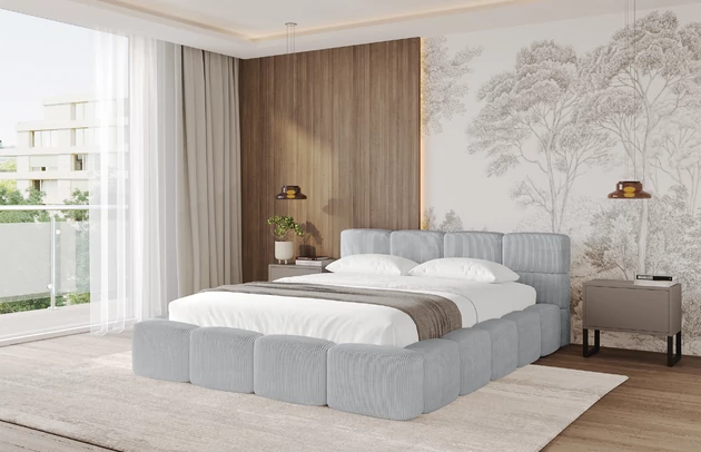 Bezug: Cord, Farbe: Grau - Poso 110, Stoffbeschreibung: POSO ist ein angenehm anzufühlender Velours mit Kordstruktur (35000 MartindaleZyklen) und leicht zu reinigender Möbellstoff, lichtecht (5) und pillingarm (5), Gewicht 380 g/m2 ±5%, Zimmer: Schlafzimmer, Länge: 224 cm, Breite: 168 cm, Höhe: 81 cm, Größe: 140x200 cm, Länge der Schlaffläche: 200 cm, Breite der Schlaffläche: 140 cm, Liegehöhe: 48 cm, Matratze: Mit H3 / H4 Taschenfederkern Matratze, Höhe der Matratze: 25 cm, Matratzentyp: Taschenfederkernmatratze, Bettkasten: Ja, Höhe der Bettkasten: 33 cm, Höhe des Kopfteils: 81 cm, Dicke des Kopfteils: 8 cm, Dicke des Fußteils: 7 cm, Gepolsterte Rückseite: Nein - 1