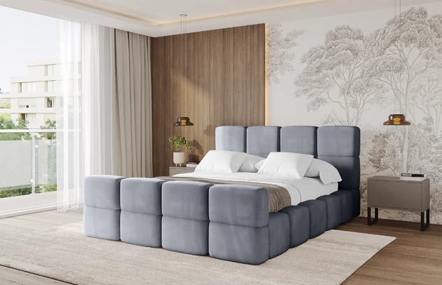 Bezug: Samt, Farbe: Grau - Casablanca 2314, Stoffbeschreibung: Polsterstoff Casablanca: „Pet-friendly“, leicht zu reinigen (CleanBOO+), wasserabweisend mit Lotuseffekt, scheuerfest (45.000 Martindale- Zyklen), Gewicht 310g/m2 ±5 %, Zimmer: Schlafzimmer, Länge: 224 cm, Breite: 168 cm, Höhe: 110 cm, Größe: 140x200 cm, Länge der Schlaffläche: 200 cm, Breite der Schlaffläche: 140 cm, Liegehöhe: 48 cm, Matratze: Mit H3 / H4 Taschenfederkern Matratze, Höhe der Matratze: 25 cm, Matratzentyp: Taschenfederkernmatratze, Bettkasten: Ja, Anzahl der Bettkasten: 1, Höhe der Bettkasten: 33 cm, Höhe des Kopfteils: 110 cm, Gepolsterte Rückseite: Nein - 1