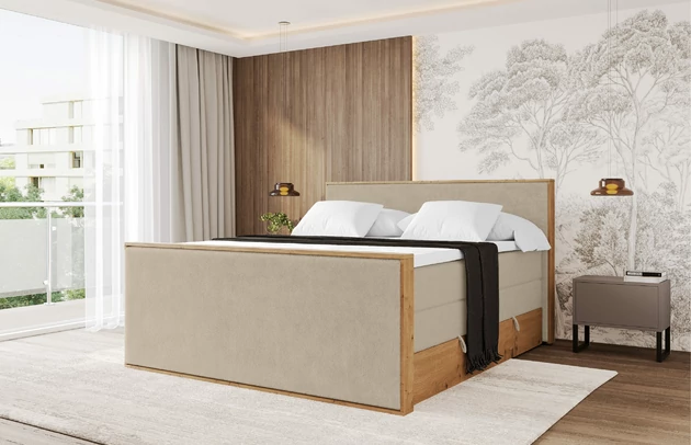 Bezug: Kunstfell, Farbe: Hellbeige - Lapitt 29, Stoffbeschreibung: Polsterstoff LAPITT: besonders weicher und dichter Stoff von hoher Qualität, Zusammensetzung 100%PES, scheuerfest (60000), Gewicht von 315 g/m2 ± 5% ,Reibungswiderstand 4–5., Zimmer: Schlafzimmer, Länge: 217 cm, Breite: 211 cm, Höhe: 115 cm, Größe: 200x200 cm, Länge der Schlaffläche: 200 cm, Breite der Schlaffläche: 200 cm, Liegehöhe: 75 cm, Härtegrad der Matratze: H3 und H4, Höhe der Matratze: 43 cm, Matratze: Multipocketfederung und Bonellfederung, Farbe des Toppers: Weiß, Höhe des Toppers: 5 cm, Material des Toppers: Schaumstoff, Bettkasten: Ja, Anzahl der Bettkasten: 2, Höhe der Bettkasten: 25 cm, Höhe des Kopfteils: 115 cm, Material der Füße: Plastik, Höhe der Füße: 2 cm, Dicke des Kopfteils: 10 cm, Dicke des Fußteils: 7 cm, Gepolsterte Rückseite: Nein - 1