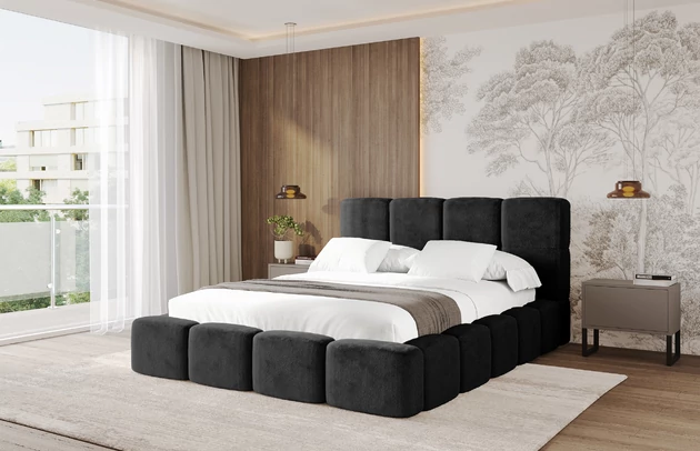 Bezug: Kunstfell, Farbe: Schwarz - Lapitt 19, Stoffbeschreibung: Polsterstoff LAPITT: besonders weicher und dichter Stoff von hoher Qualität, Zusammensetzung 100%PES, scheuerfest (60000), Gewicht von 315 g/m2 ± 5% ,Reibungswiderstand 4–5., Zimmer: Schlafzimmer, Länge: 224 cm, Breite: 148 cm, Höhe: 110 cm, Größe: 120x200 cm, Länge der Schlaffläche: 200 cm, Breite der Schlaffläche: 120 cm, Liegehöhe: 48 cm, Matratze: Mit H3 / H4 Taschenfederkern Matratze, Höhe der Matratze: 25 cm, Matratzentyp: Taschenfederkernmatratze, Bettkasten: Ja, Anzahl der Bettkasten: 1, Höhe der Bettkasten: 33 cm, Höhe des Kopfteils: 110 cm, Gepolsterte Rückseite: Nein - 1