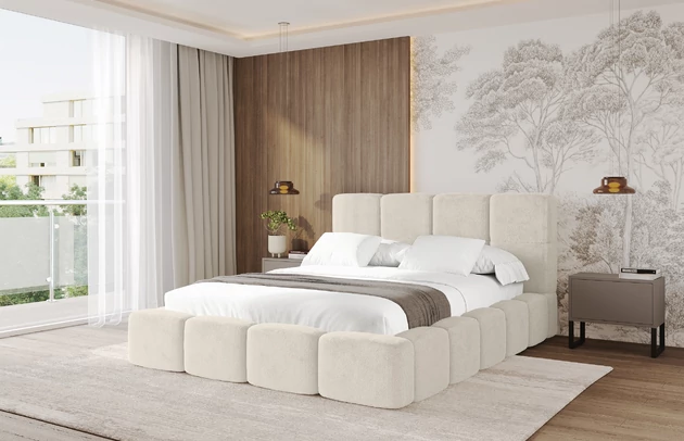 Bezug: Kunstfell, Farbe: Hellbeige - Lapitt 23, Stoffbeschreibung: Polsterstoff LAPITT: besonders weicher und dichter Stoff von hoher Qualität, Zusammensetzung 100%PES, scheuerfest (60000), Gewicht von 315 g/m2 ± 5% ,Reibungswiderstand 4–5., Zimmer: Schlafzimmer, Länge: 224 cm, Breite: 148 cm, Höhe: 110 cm, Größe: 120x200 cm, Länge der Schlaffläche: 200 cm, Breite der Schlaffläche: 120 cm, Liegehöhe: 48 cm, Matratze: Mit H3 / H4 Taschenfederkern Matratze, Höhe der Matratze: 25 cm, Matratzentyp: Taschenfederkernmatratze, Bettkasten: Ja, Anzahl der Bettkasten: 1, Höhe der Bettkasten: 33 cm, Höhe des Kopfteils: 110 cm, Gepolsterte Rückseite: Nein - 1