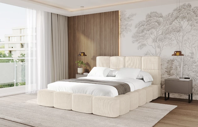 Bezug: Cord, Farbe: Beige - Poso 105, Stoffbeschreibung: POSO ist ein angenehm anzufühlender Velours mit Kordstruktur (35000 MartindaleZyklen) und leicht zu reinigender Möbellstoff, lichtecht (5) und pillingarm (5), Gewicht 380 g/m2 ±5%, Zimmer: Schlafzimmer, Länge: 224 cm, Breite: 148 cm, Höhe: 110 cm, Größe: 120x200 cm, Länge der Schlaffläche: 200 cm, Breite der Schlaffläche: 120 cm, Liegehöhe: 48 cm, Matratze: Mit H3 / H4 Taschenfederkern Matratze, Höhe der Matratze: 25 cm, Matratzentyp: Taschenfederkernmatratze, Bettkasten: Ja, Anzahl der Bettkasten: 1, Höhe der Bettkasten: 33 cm, Höhe des Kopfteils: 110 cm, Gepolsterte Rückseite: Nein - 1