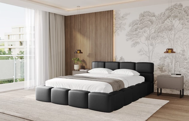 Bezug: Kunstleder, Farbe: Schwarz - Soft 11, Stoffbeschreibung: Polsterstoff SOFT:Leicht zu reinigendes Lederimitat. scheuerfest (100.000 Martindale-Zyklen). lichtecht (6). reibecht (4-5). 100%PU (Oberseite) + 75%PES mit 25%CO (Unterseite), Zimmer: Schlafzimmer, Länge: 224 cm, Breite: 148 cm, Höhe: 81 cm, Größe: 120x200 cm, Länge der Schlaffläche: 200 cm, Breite der Schlaffläche: 120 cm, Liegehöhe: 48 cm, Matratze: Mit H3 / H4 Taschenfederkern Matratze, Höhe der Matratze: 25 cm, Matratzentyp: Taschenfederkernmatratze, Bettkasten: Ja, Höhe der Bettkasten: 33 cm, Höhe des Kopfteils: 81 cm, Dicke des Kopfteils: 8 cm, Dicke des Fußteils: 7 cm, Gepolsterte Rückseite: Nein - 1