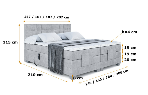 Elektrisches Boxspringbett OSTO EL - 6