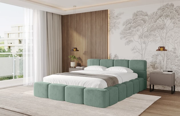 Bezug: Kunstfell, Farbe: Salbeigrün - Lapitt 77, Stoffbeschreibung: Polsterstoff LAPITT: besonders weicher und dichter Stoff von hoher Qualität, Zusammensetzung 100%PES, scheuerfest (60000), Gewicht von 315 g/m2 ± 5% ,Reibungswiderstand 4–5., Zimmer: Schlafzimmer, Länge: 224 cm, Breite: 148 cm, Höhe: 81 cm, Größe: 120x200 cm, Länge der Schlaffläche: 200 cm, Breite der Schlaffläche: 120 cm, Liegehöhe: 48 cm, Matratze: Mit H3 / H4 Taschenfederkern Matratze, Höhe der Matratze: 25 cm, Matratzentyp: Taschenfederkernmatratze, Bettkasten: Ja, Höhe der Bettkasten: 33 cm, Höhe des Kopfteils: 81 cm, Dicke des Kopfteils: 8 cm, Dicke des Fußteils: 7 cm, Gepolsterte Rückseite: Nein - 1