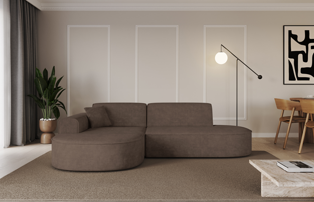 Bezug: Samt, Farbe: Braun - Dream Velvet 202.37, Stellvariante: Ottomane Links, Stoffbeschreibung: Polsterstoff Dream Velvet: Wasserabweisender und leicht zu reinigender Möbelstoff, scheuerfest (30.000 Martindale-Zyklen) lichtecht (6) und pillingarm (4-5), aus 100 % PES, Gewicht 360 g/m2 ±5 %, Materialzusammensetzung: 100% Polyseter, Pilling Resistenz: 4-5, Abriebfestigkeit: 5, Scheuerbeständigkeit: 30000 Martindale-Zyklen, Ausstattung: Kissen, Zimmer: Wohnzimmer, Tiefe: 171 cm, Breite: 243 cm, Höhe: 79,5 cm, Schlaffunktion: Ohne Schlaffunktion, Länge der Schlaffläche: Nicht zutreffend, Breite der Schlaffläche: Nicht zutreffend, Liegehöhe: Nicht zutreffend, Anzahl der Sitzflächen: 3, Art der Rückenkissen: Rückenlehne - feste, Annzahl der Sitzkissen: 2, Anzahl der Zierkissen: 1, Breite der Armlehnen: 20 cm, Höhe der Armlehnen: 58 cm, Breite der Ottomane: 109 cm, Tiefe der Ottomane: 151 cm, Tiefe der Sitzfläche: 62 cm, Sitzhöhe: 43,5 cm - 1