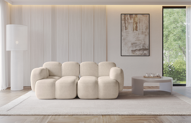 Bezug: Samt, Farbe: Beige - Dream Velvet 202.02, Stoffbeschreibung: Polsterstoff Dream Velvet: Wasserabweisender und leicht zu reinigender Möbelstoff, scheuerfest (30.000 Martindale-Zyklen) lichtecht(6), pillingarm(4-5), 100 % PES, 360 g/m2±5%, Materialzusammensetzung: 100% Polyester, Pilling Resistenz: 5, Abriebfestigkeit: 5, Scheuerbeständigkeit: 30000 Martindale-Zyklen, Schlaffunktion: Ohne Schlaffunktion, Zimmer: Wohnzimmer, Tiefe: 118 cm, Breite: 214 cm, Höhe: 75 cm, Liegehöhe: 43 cm, Anzahl der Sitzflächen: 2, Sitzfüllung: Wellenfeder Typ A + T30-Schaum, Art der Rückenkissen: Rückenlehne - feste, Material der Füße: Kunststoff, Breite der Armlehnen: 32 cm, Tiefe der Sitzfläche: 84 cm, Sitzhöhe: 43 cm - 1