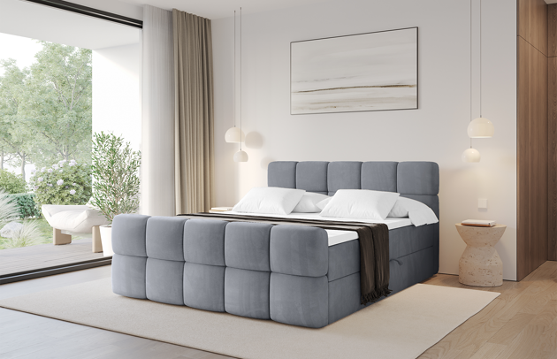 Bezug: Samt, Farbe: Grau - Casablanca 2314, Stoffbeschreibung: Polsterstoff Casablanca: „Pet-friendly“, leicht zu reinigen (CleanBOO+), wasserabweisend mit Lotuseffekt, scheuerfest (45.000 Martindale- Zyklen), Gewicht 310g/m2 ±5 %, Zimmer: Schlafzimmer, Länge: 212 cm, Breite: 120 cm, Höhe: 105 cm, Größe: 120x200 cm, Länge der Schlaffläche: 200 cm, Breite der Schlaffläche: 120 cm, Liegehöhe: 55 cm, Härtegrad der Matratze: H3, Höhe der Matratze: 20 cm, Matratze: Bonellfederung, Farbe des Toppers: Weiß, Höhe des Toppers: 5 cm, Material des Toppers: Schaumstoff, Bettkasten: Ja, Anzahl der Bettkasten: 2, Höhe der Bettkasten: 30 cm, Höhe des Kopfteils: 105 cm, Material der Füße: Kunststoff, Höhe der Füße: 2 cm, Dicke des Kopfteils: 6 cm, Dicke des Fußteils: 5 cm, Gepolsterte Rückseite: Nein - 1