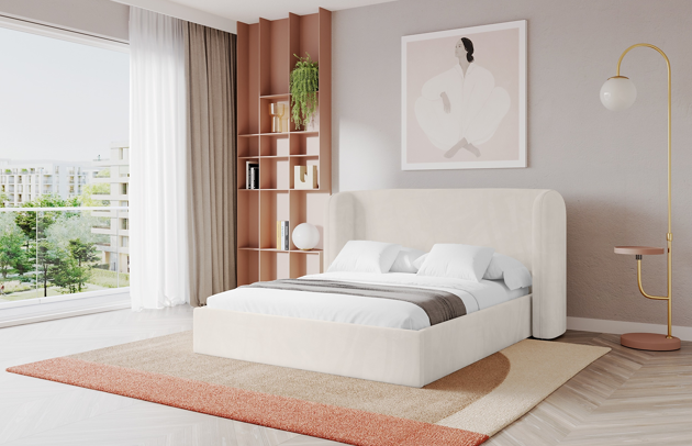 Bezug: Samt, Farbe: Beige - Casablanca 2301, Stoffbeschreibung: Polsterstoff Casablanca: „Pet-friendly“, leicht zu reinigen (CleanBOO+), wasserabweisend mit Lotuseffekt, scheuerfest (45.000 Martindale-Zyklen), Gewicht 310 g/m² ±5 %, Zimmer: Schlafzimmer, Länge: 218 cm, Breite: 183 cm, Höhe: 111 cm, Größe: 140x200 cm, Länge der Schlaffläche: 200 cm, Breite der Schlaffläche: 140 cm, Liegehöhe: 50 cm, Matratze: Mit H3 / H4 Taschenfederkern Matratze, Höhe der Matratze: 25 cm, Matratzentyp: Taschenfederkernmatratze, Bettkasten: Ja, Anzahl der Bettkasten: 1, Höhe der Bettkasten: 31 cm, Höhe des Kopfteils: 111 cm, Dicke des Kopfteils: 16 cm, Gepolsterte Rückseite: Nein - 1