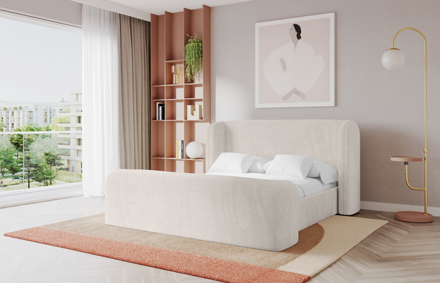 Bezug: Samt, Farbe: Beige - Casablanca 2301, Stoffbeschreibung: Polsterstoff Casablanca: „Pet-friendly“, leicht zu reinigen (CleanBOO+), wasserabweisend mit Lotuseffekt, scheuerfest (45.000 Martindale-Zyklen), Gewicht 310 g/m² ±5 %, Zimmer: Schlafzimmer, Länge: 235 cm, Breite: 183 cm, Höhe: 111 cm, Größe: 140x200 cm, Länge der Schlaffläche: 200 cm, Breite der Schlaffläche: 140 cm, Liegehöhe: 50 cm, Matratze: Mit H3 / H4 Taschenfederkern Matratze, Höhe der Matratze: 25 cm, Matratzentyp: Taschenfederkernmatratze, Bettkasten: Ja, Anzahl der Bettkasten: 1, Höhe der Bettkasten: 31 cm, Höhe des Kopfteils: 111 cm, Dicke des Kopfteils: 16 cm, Gepolsterte Rückseite: Nein - 1