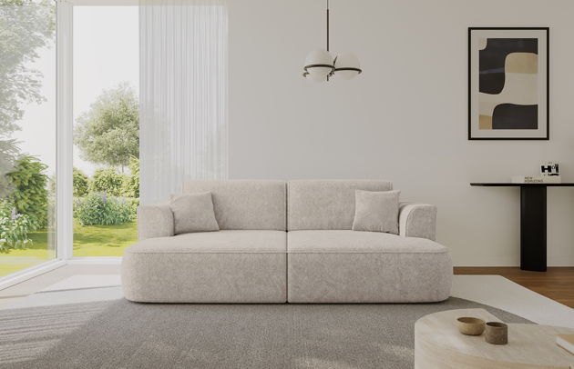Bezug: Strukturstoff, Farbe: Beige - Bosco 08, Stellvariante: Gerade Sofa, Stoffbeschreibung: Polsterstoff BOSCO:angenehm weich und voluminös im Griff, 100%PES, scheuerfest (>100.000 Martindale-Zyklen), Gewicht 500g/m² +/-10%, lichtecht (4-5), pillingarm (4-5)., Materialzusammensetzung: 100% Polyester, Pilling Resistenz: 5, Abriebfestigkeit: 5, Scheuerbeständigkeit: 100000 Martindale-Zyklen, Ausstattung: Kissen, Zimmer: Wohnzimmer, Tiefe: 180, Breite: 240 cm, Höhe: 87, Schlaffunktion: Mit Schlaffunktion, Länge der Schlaffläche: 237, Breite der Schlaffläche: 155, Liegehöhe: 43, Anzahl der Sitzflächen: 2, Anzahl der Rückenkissen: 2, Art der Rückenkissen: Rückenkissen, Anzahl der Zierkissen: 2, Material der Füße: Kunststoff, Höhe der Füße: 3 cm, Tiefe der Armlehnen: 106, Breite der Armlehnen: 23, Höhe der Armlehnen: 67, Tiefe der Sitzfläche: 122, Sitzhöhe: 43, Art des Stauraumes: Innenfach geschlossen - 1
