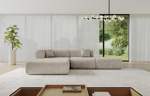 Bezug: Strukturstoff, Farbe: Beige - Bosco 08, Stellvariante: Ottomane Links, Stoffbeschreibung: Polsterstoff BOSCO:angenehm weich und voluminös im Griff, 100%PES, scheuerfest (>100.000 Martindale-Zyklen), Gewicht 500g/m² +/-10%, lichtecht (4-5), pillingarm (4-5)., Materialzusammensetzung: 100% PU, Pilling Resistenz: 5, Abriebfestigkeit: 5, Scheuerbeständigkeit: 100000 Martindale-Zyklen, Ausstattung: Kissen, Zimmer: Wohnzimmer, Tiefe: 176 cm, Breite: 289 cm, Höhe: 171 cm, Liegehöhe: 44 cm, Anzahl der Sitzflächen: 6, Art der Rückenkissen: Rückenlehne - feste, Material der Füße: Kunststoff, Höhe der Füße: 3 cm, Tiefe der Armlehnen: 91 cm, Breite der Armlehnen: 28,5 cm, Höhe der Armlehnen: 71 cm, Breite der Ottomane: 118 cm, Tiefe der Ottomane: 173 cm, Tiefe der Sitzfläche: 91 cm, Sitzhöhe: 44 cm - 1