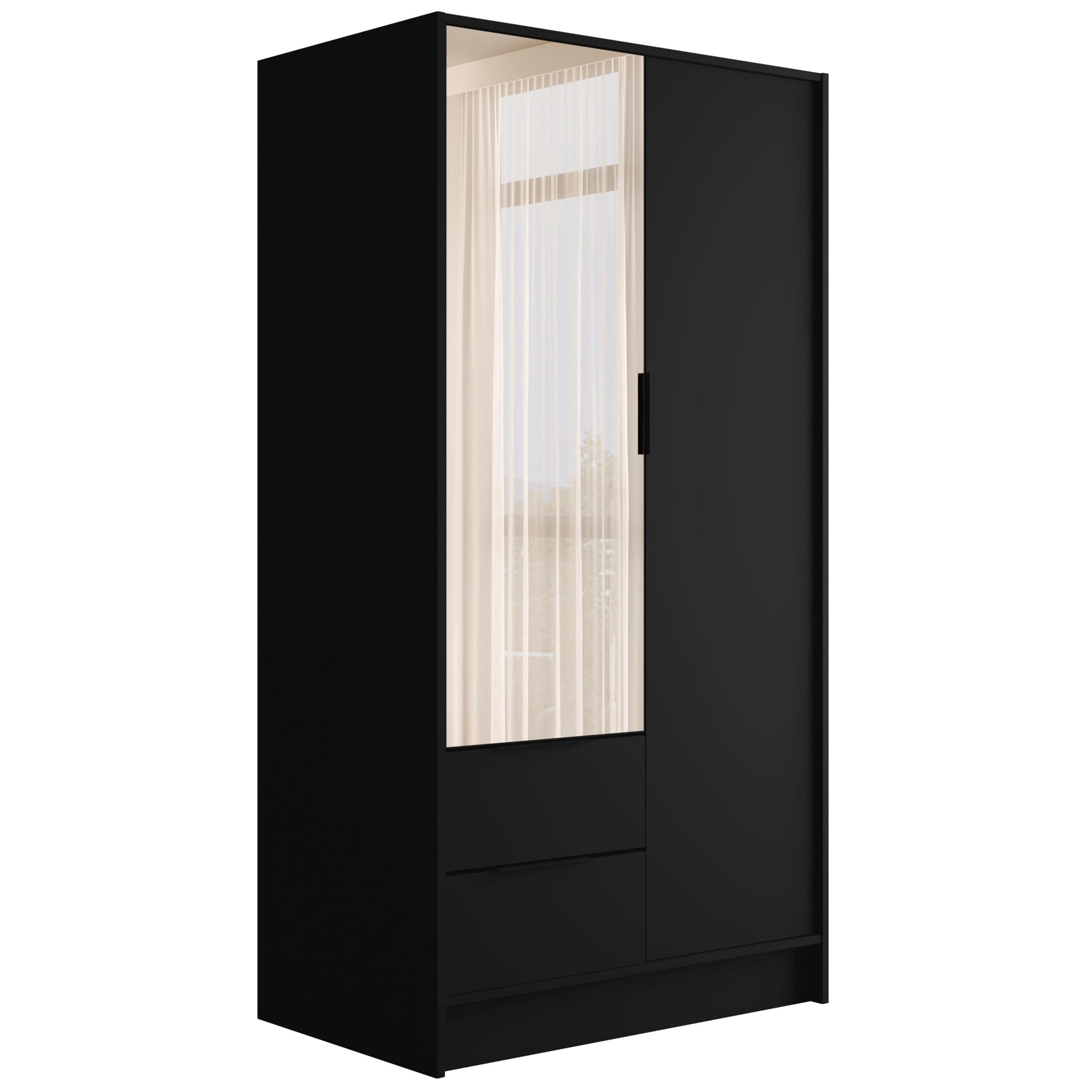 Drehtürenschrank KOLIN 102 cm x 51 cm x 200 cm Schwarz