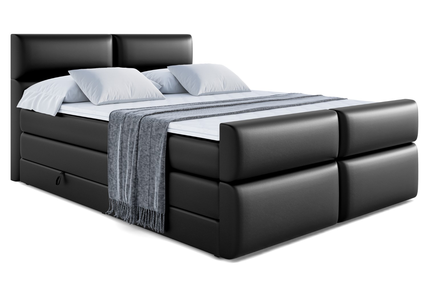 Boxspringbett BOXI3-Z KING 160x200 cm Schwarz - Soft 11