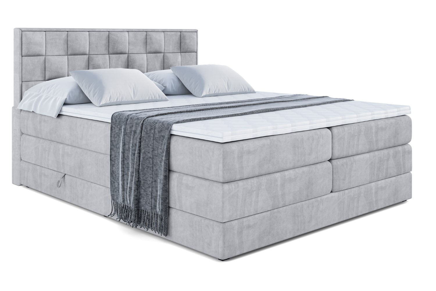 Boxspringbett ZAFIRA-BZ KING 120x200 cm Hellgrau - Monolith 84