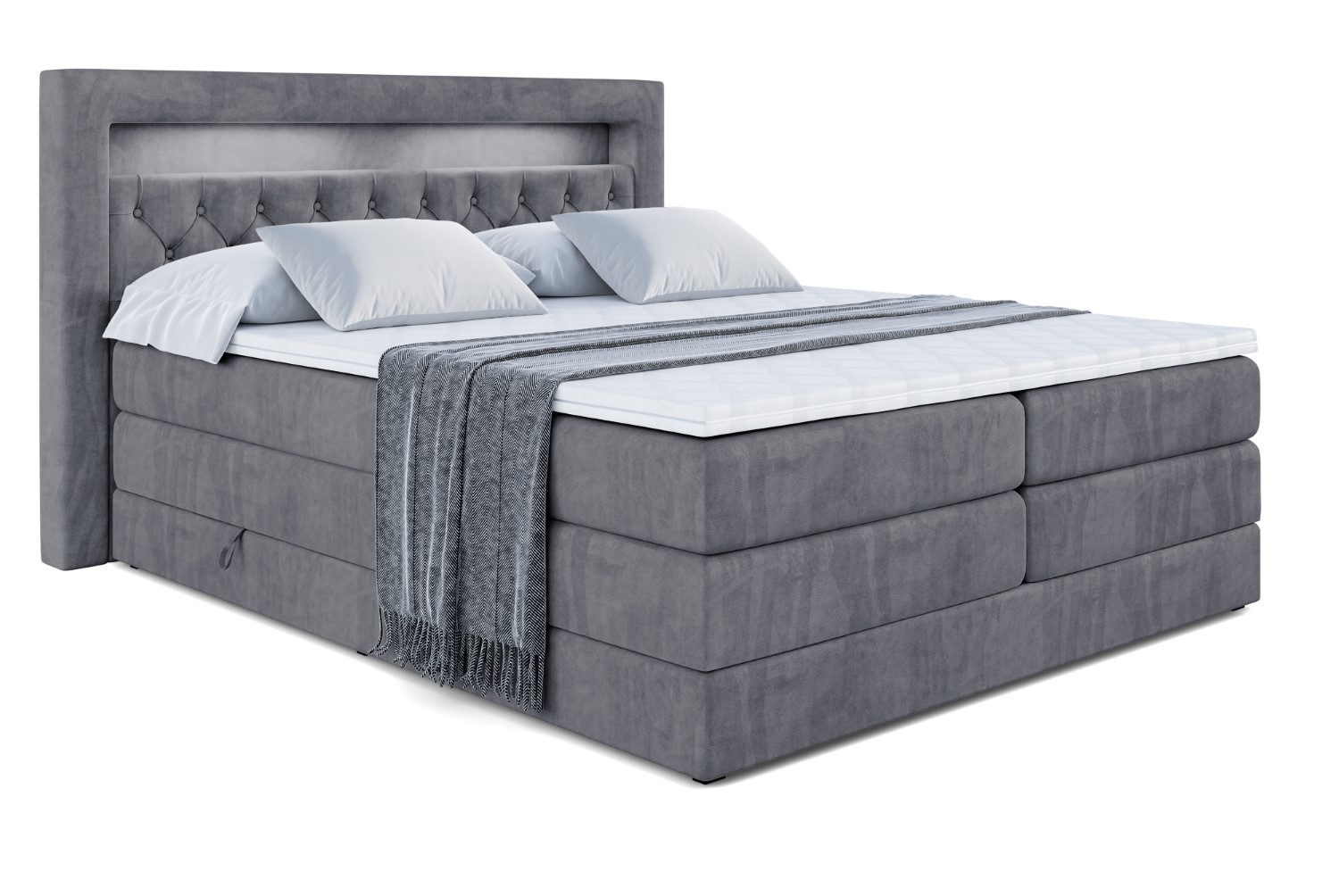 Boxspringbett NOEL GOLD KING 140x200 cm Dunkelgrau - Casablanca 2315